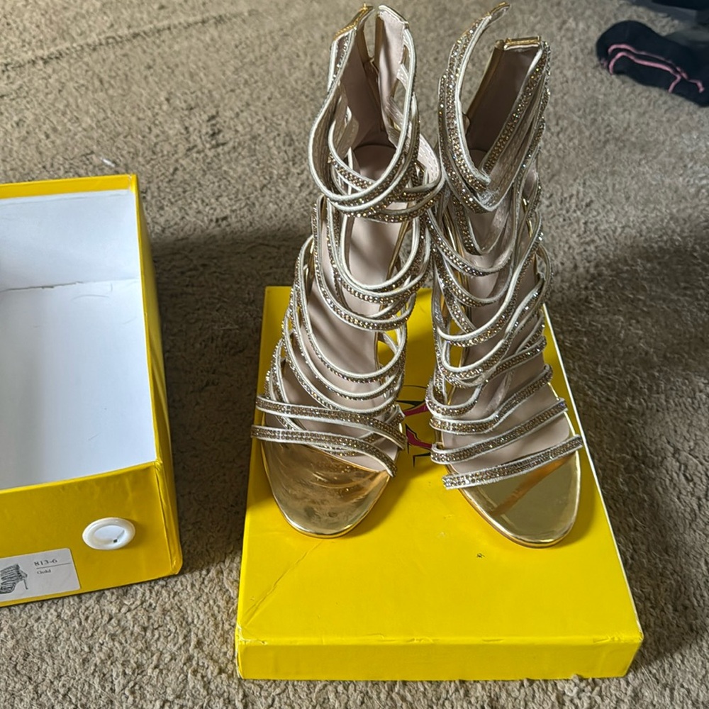 Gold  strapped stilettos